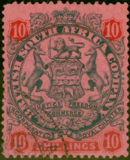 Collectible Postage Stamp from Rhodesia 1896 10s Slate & Vermilion-Rose SG50 Good Used