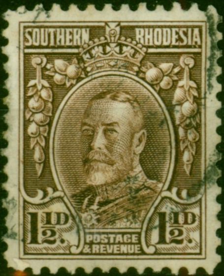 Southern Rhodesia 1933 1 1/2d Chocolate SG16c P.12 Fine Used. King George V (1910-1936) Used Stamps