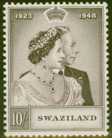 Swaziland 1948 RSW 10s Purple-Brown SG47 V.F Very Lightly Mtd MInt  King George VI (1936-1952) Collectible Royal Silver Wedding Stamp Sets