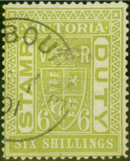 Valuable Postage Stamp Victoria 1891 6s Pea-Green SG271 V.F.U C.T.O