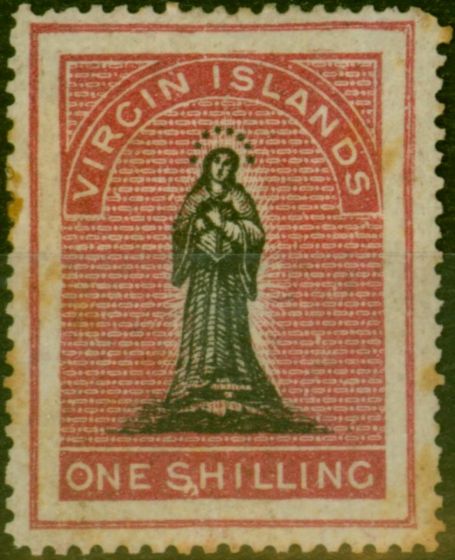 Rare Postage Stamp Virgin Islands 1868 1s Black & Rose-Carmine SG21b Ave MM (2)