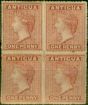 Valuable Postage Stamp Antigua 1864 1d Dull Rose SG6 Fine MM Block of 4 Scarce Multiple