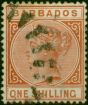 Valuable Postage Stamp Barbados 1886 1s Chestnut SG102 Fine Used (2)