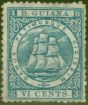 Rare Postage Stamp from British Guiana 1863 6c Milky Blue SG72 Ave Unused Fresh