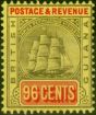 Rare Postage Stamp from British Guiana 1905 96c Black & Vermilion-Yellow SG250 Fine Mtd Mint