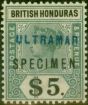 Valuable Postage Stamp British Honduras 1899 $5 Green & Black Specimen SG65s Fine MNH