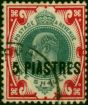 British Levant 1909 5pi on 1s Dull Green & Carmine SG21 Fine Used. King Edward VII (1902-1910) Used Stamps