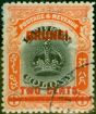 Old Postage Stamp from Brunei 1906 2c on 8c Black & Vermilion SG13 Very Fine Used