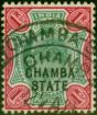 Rare Postage Stamp from Chamba 1904 1R Green & Carmine SG40 Fine Used