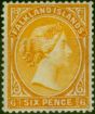 Rare Postage Stamp Falkland Islands 1891 6d Orange-Yellow SG33x Wmk Reversed Good MM