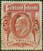 Old Postage Stamp Falkland Islands 1904 5s Red SG50 V.F.U