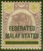 Valuable Postage Stamp from Fed of Malay States 1900 5c Dull Purple & Olive-Yellow SG9 Good Mtd Mint