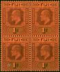 Old Postage Stamp Fiji 1903 1d Dull Purple & Black-Red SG105 V.F MM & MNH Block of 4