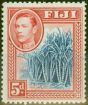Rare Postage Stamp from Fiji 1938 5d Blue & Scarlet SG258 Fine Very Lightly Mtd Mint