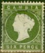 Old Postage Stamp from Gambia 1887 6d Olive-Green SG32d Fine Used