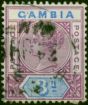 Gambia 1898 3d Reddish Purple & Blue SG41 Fine Used  Queen Victoria (1840-1901) Rare Stamps
