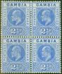 Old Postage Stamp from Gambia 1904 2 1/2d Brt Blue & Ultramarine SG60a Fine Mtd Mint Block of 4