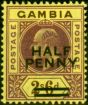 Collectible Postage Stamp from Gambia 1906 1/2d on 2s6d Purple & Brown-Yellow SG69 Fine Lightly Mtd Mint