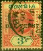 Collectible Postage Stamp from Gambia 1906 1d on 3s Carmine & Green-Yellow SG70Var 'Dropped Y' R. 6-3 Fine Used