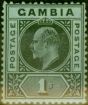 Collectible Postage Stamp Gambia 1909 1s Black-Green SG81 Fine LMM