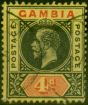 Valuable Postage Stamp Gambia 1912 4d Black & Red-Yellow SG92 Fine Used