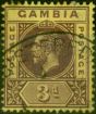 Rare Postage Stamp Gambia 1917 3d on Lemon SG91a Fine Used