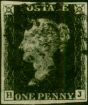 GB 1840 1d Intense Black SG1 Pl. 6 (H-J) Fine Used 4 Neat Even Margins Red MX . Queen Victoria (1840-1901) Used Stamps