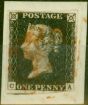 Rare Postage Stamp from GB 1840 1d Penny Black SG2 Pl 3 (C-A) Fine Used on Small Piece Orange MX