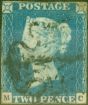 Valuable Postage Stamp from GB 1840 2d Pale Blue SG6 (M-C) Good Used