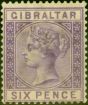 Rare Postage Stamp from Gibraltar 1887 6d Lilac SG13 Good Mtd Mint