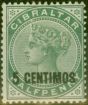 Collectible Postage Stamp from Gibraltar 1889 5c on 1/2d Green SG15 Fine Lightly Mtd Mint