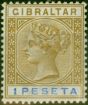 Valuable Postage Stamp Gibraltar 1895 1p Bistre & Ultramarine SG31 Fine & Fresh MM