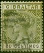 Rare Postage Stamp Gibraltar 1896 20c Olive-Green & Brown SG24 Good Used