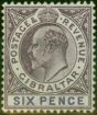 Collectible Postage Stamp Gibraltar 1903 6d Dull Purple & Violet SG50 Fine MM