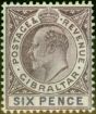 Old Postage Stamp from Gibraltar 1903 6d Dull Purple & Violet SG50 Fine Mtd Mint