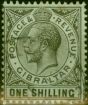 Valuable Postage Stamp Gibraltar 1919 1s on Blue-Green Olive Back SG81b Fine Used