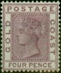 Rare Postage Stamp Gold Coast 1885 4d Deep Mauve SG16 Fine LMM