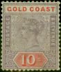 Old Postage Stamp Gold Coast 1899 10s Dull Mauve & Red SG23 Fine VLMM