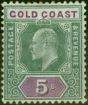 Old Postage Stamp Gold Coast 1902 5s Green & Mauve SG46 Fine & Fresh MM