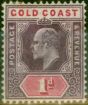Valuable Postage Stamp Gold Coast 1906 1d Dull Purple & Carmine SG50b Chalk Fine MM