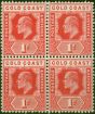 Rare Postage Stamp Gold Coast 1907 1d Red SG60 V.F MM & MNH Block of 4