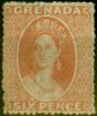 Old Postage Stamp from Grenada 1866 6d Orange-Red SG7 Fine Mtd Mint
