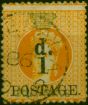 Grenada 1886 1d on 4d Orange SG39 Fine Used  Queen Victoria (1840-1901) Valuable Stamps