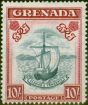 Old Postage Stamp Grenada 1944 10s Slate-Blue & Carmine-Lake SG163d P.14 Wide V.F VLMM