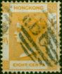 Hong Kong 1864 8c Pale Dull Orange SG11 Fine Used. Queen Victoria (1840-1901) Used Stamps