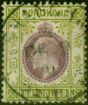 Old Postage Stamp Hong Kong 1906 $1 Purple & Sage-Green SG86a Chalk Fine Used