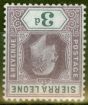 Valuable Postage Stamp from Sierra Leone 1904 3d Dull Purple & Grey SG91w Wmk Inverted Fine & Fresh Very LMM