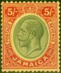 Old Postage Stamp from Jamaica 1919 5s Green & Red-Yellow SG67 Fine Mtd Mint