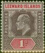 Collectible Postage Stamp Leeward Islands 1902 1d Dull Purple & Carmine SG21 Fine LMM