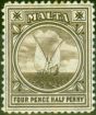 Rare Postage Stamp from Malta 1905 4 1/2d Brown SG57 Fine Mtd Mint